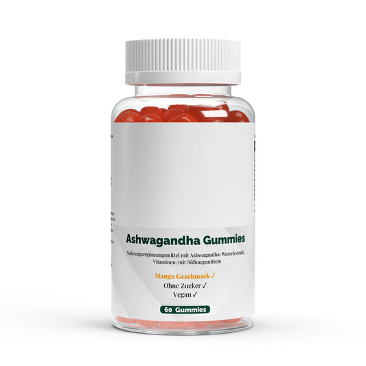 PureVibe Ashwagandha Gummies – Réduction du stress & Sommeil réparateur | Goût Mangue – Végan & Sans Sucre