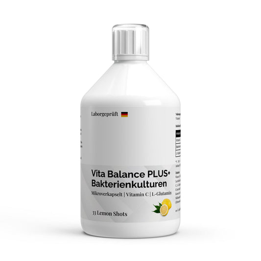PureVibe – Vita Balance PLUS+ | Cultures de Bactéries, L-Glutamine & Vitamine C | 33 Shots Citron